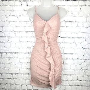 NWT Mauve Glitter Ruffle Mini Dress